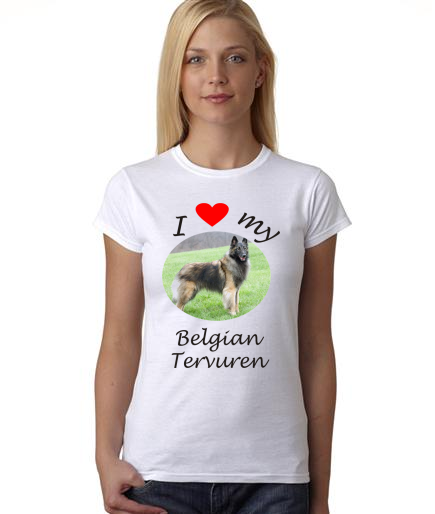 Dogs - I Heart My Belgian Tervuren on Womans Shirt